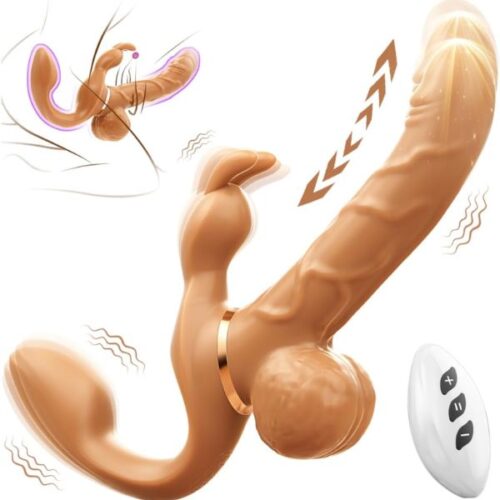 Strapless Strap On Dildo Thrusting Vibrator