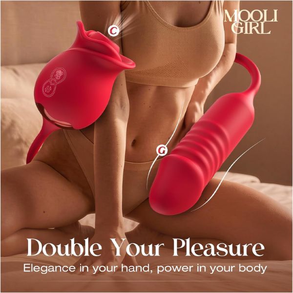 MOOLIGIRL Rose Toy Thrusting Dildo Vibrator
