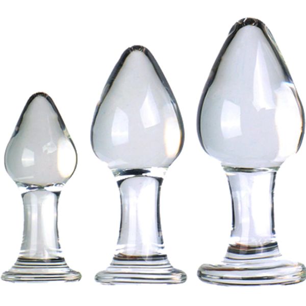 3Pcs Crystal Glass Anal Butt Plug Set
