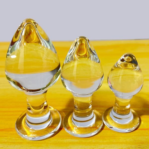 3Pcs Crystal Glass Anal Butt Plug Set