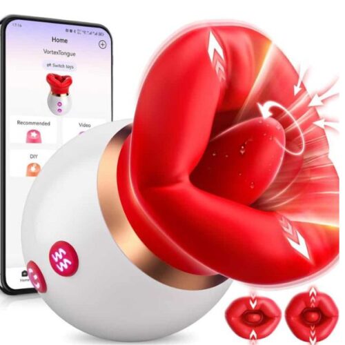 Rose Dildo Vibrater Red Tongue