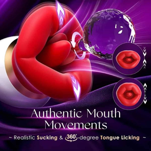 Rose Dildo Vibrater Red Tongue