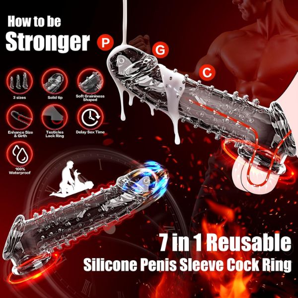 3 Sizes Textured Penis Sleeve