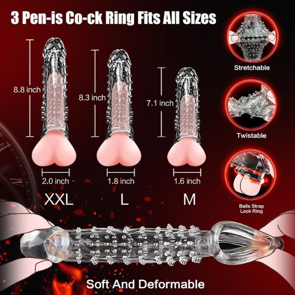 3 Sizes Textured Penis Sleeve