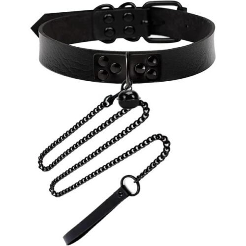 Leather Collar and Leash with Bell