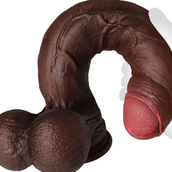 Swinging Balls Dildo Uncut Glans